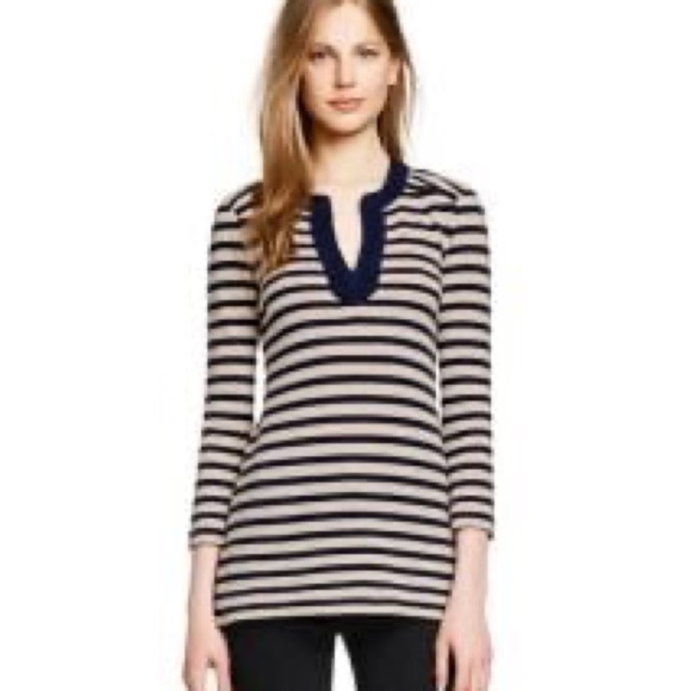 NWOT Tory Burch Lizzy Cashmere Tunic in Dark Birch Small Stripe
